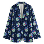 Astronaut Alien Cat Print Women's Cotton Blazer