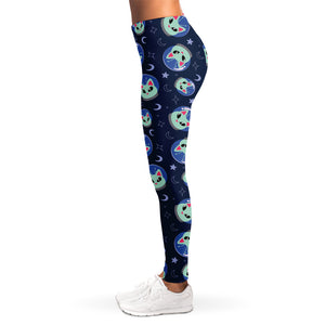 Astronaut Alien Cat Print Women's Leggings