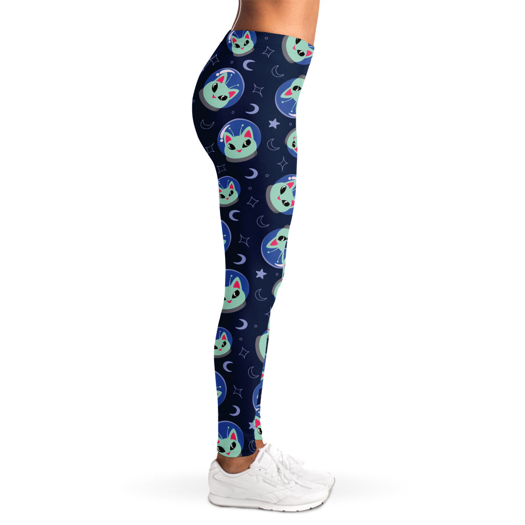 Astronaut Alien Cat Print Women's Leggings