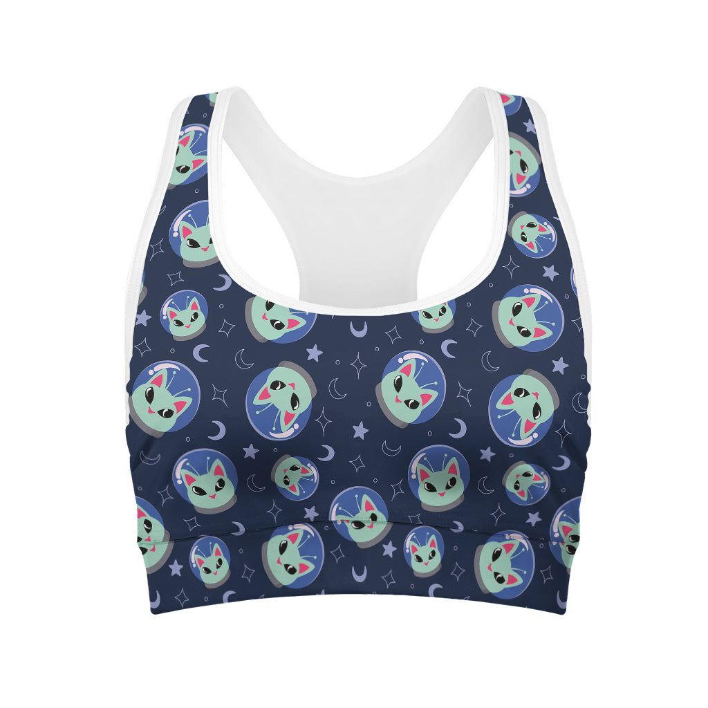 Astronaut Alien Cat Print Women's Sports Bra