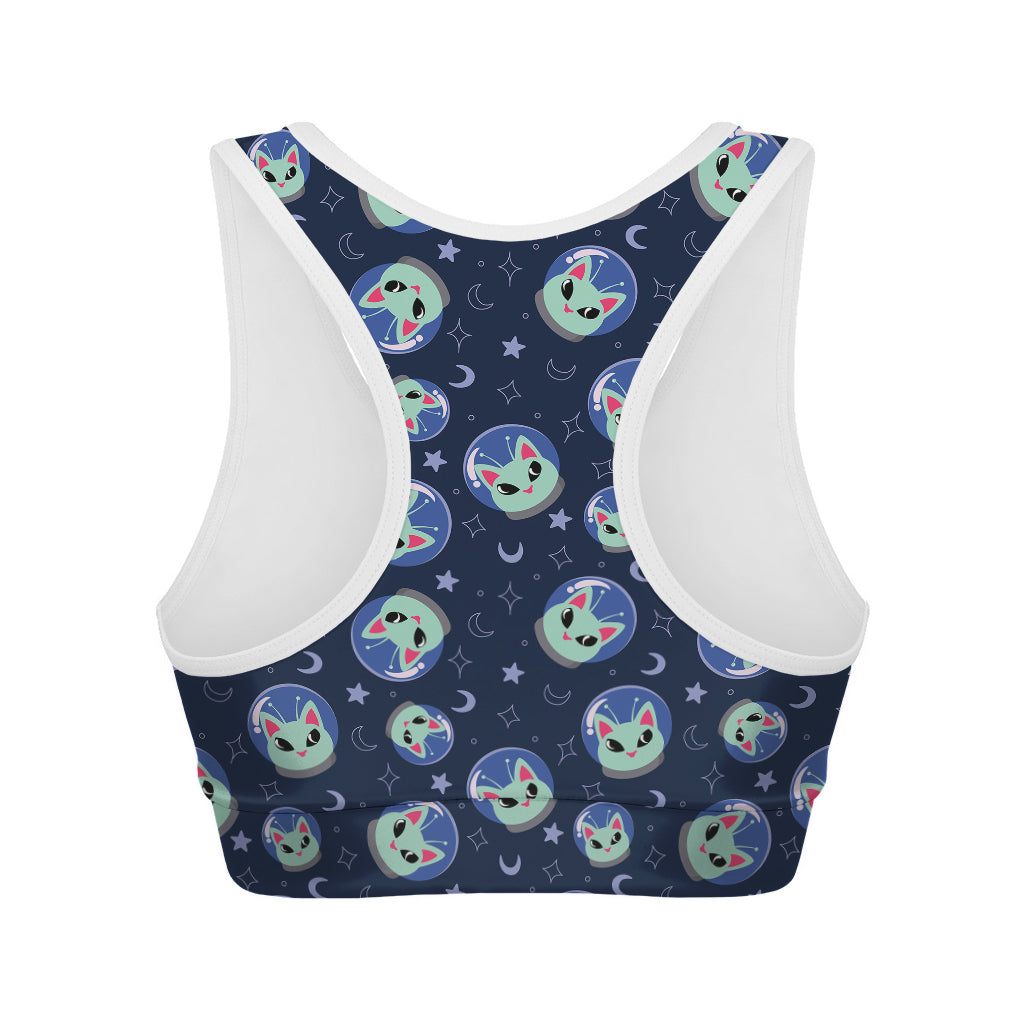 Astronaut Alien Cat Print Women's Sports Bra