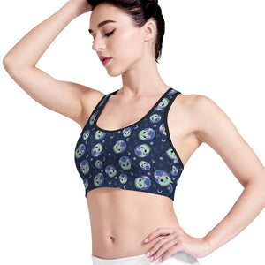 Astronaut Alien Cat Print Women's Sports Bra