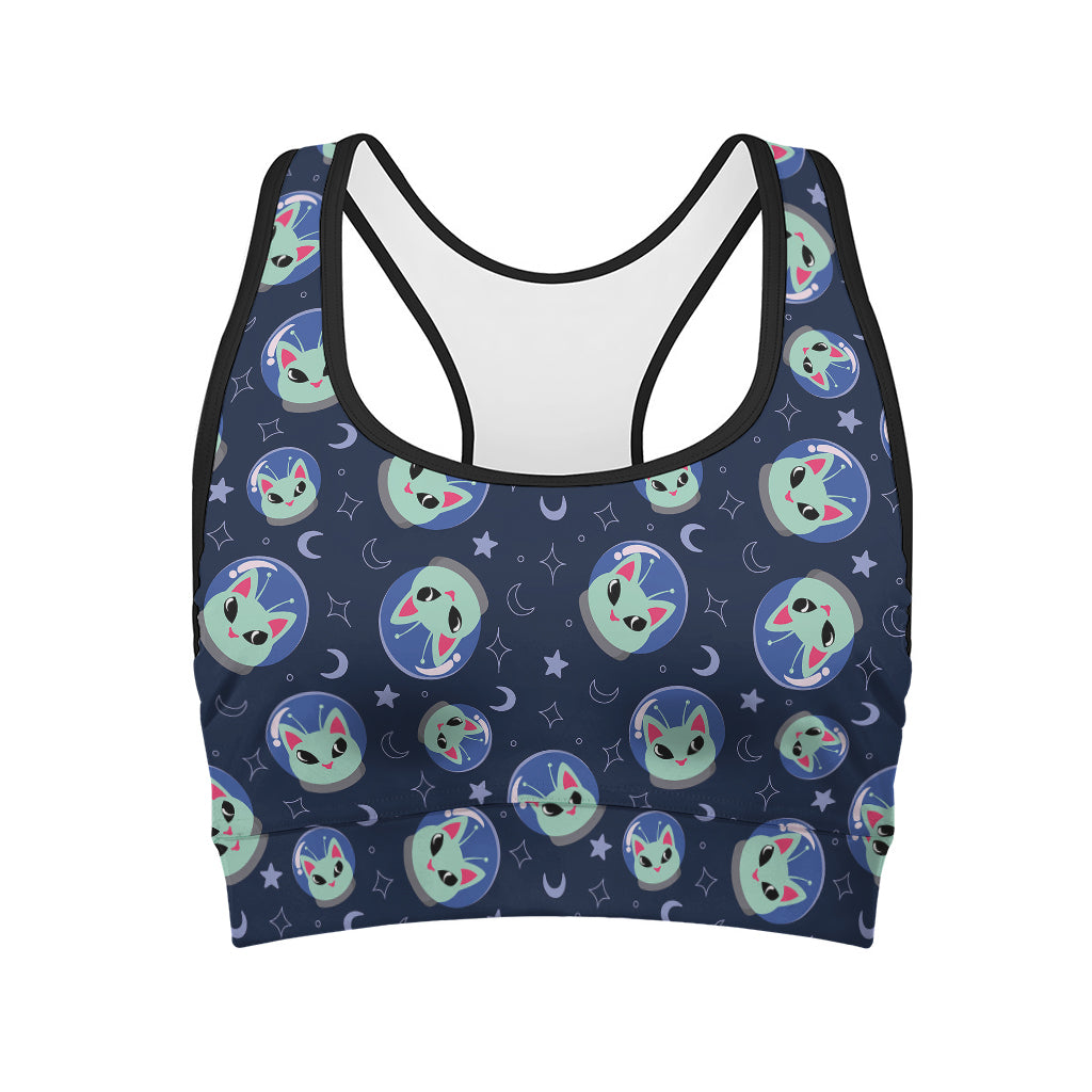 Astronaut Alien Cat Print Women's Sports Bra