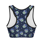 Astronaut Alien Cat Print Women's Sports Bra