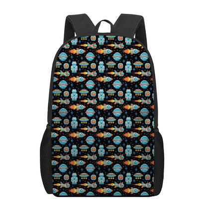 Astronaut And Space Pixel Pattern Print 17 Inch Backpack