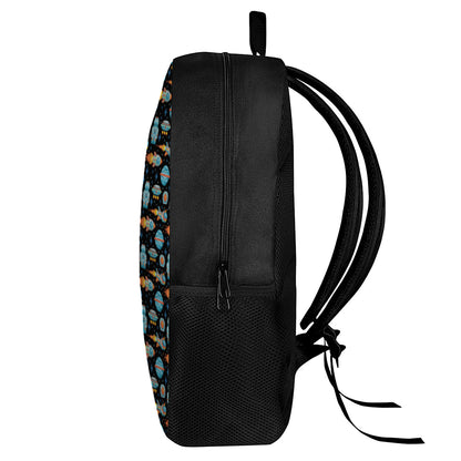Astronaut And Space Pixel Pattern Print 17 Inch Backpack