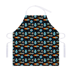 Astronaut And Space Pixel Pattern Print Adjustable Apron