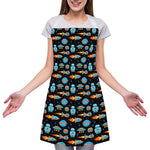 Astronaut And Space Pixel Pattern Print Adjustable Apron