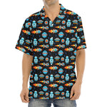 Astronaut And Space Pixel Pattern Print Aloha Shirt