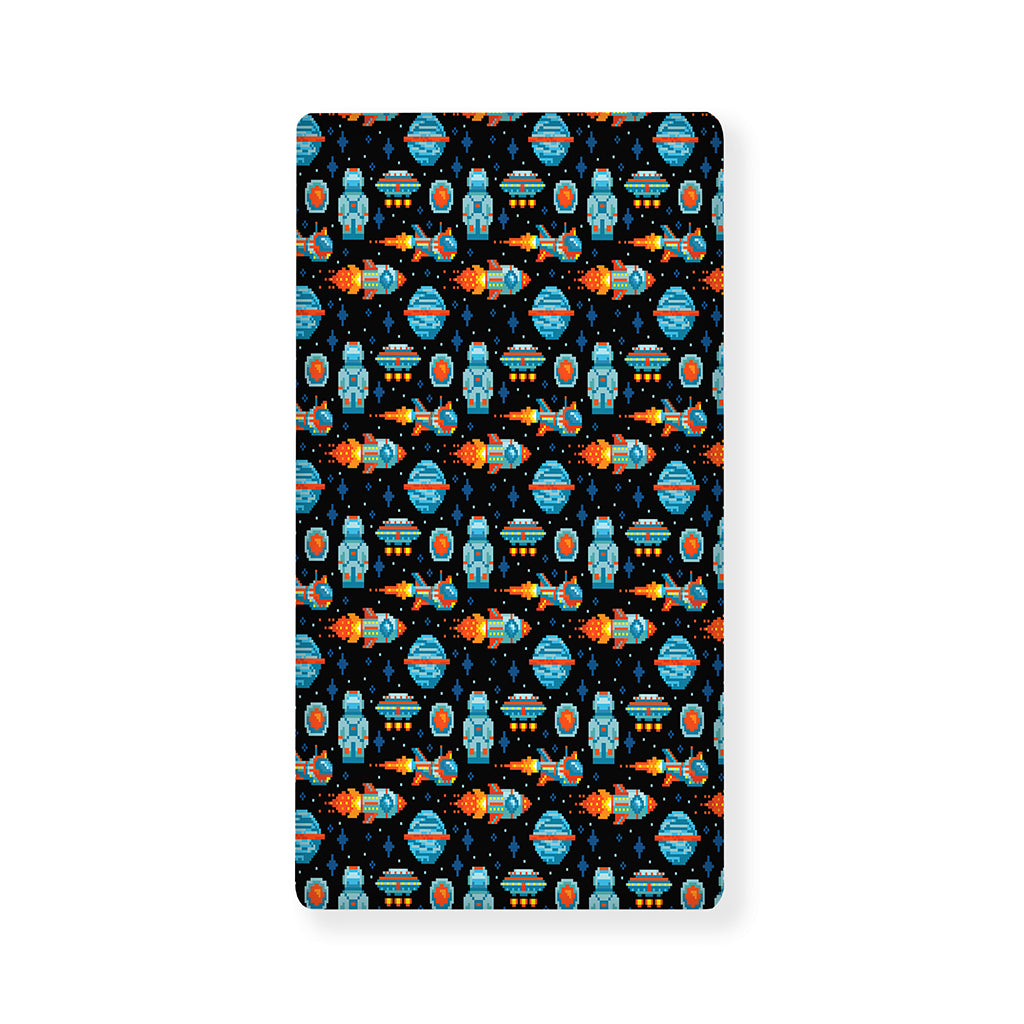 Astronaut And Space Pixel Pattern Print Baby Crib Sheet