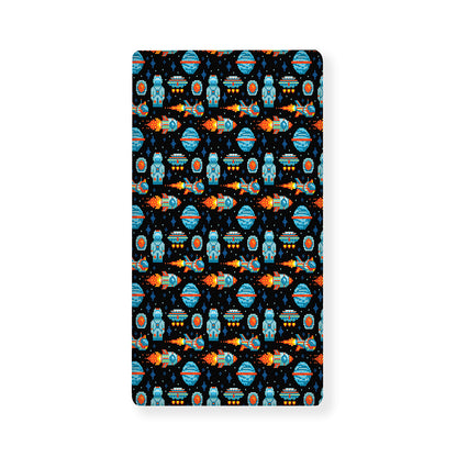 Astronaut And Space Pixel Pattern Print Baby Crib Sheet