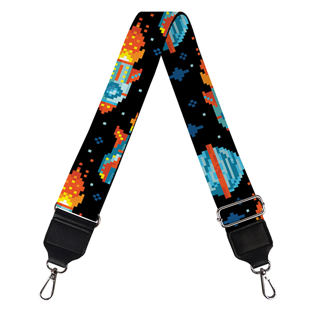 Astronaut And Space Pixel Pattern Print Bag Strap
