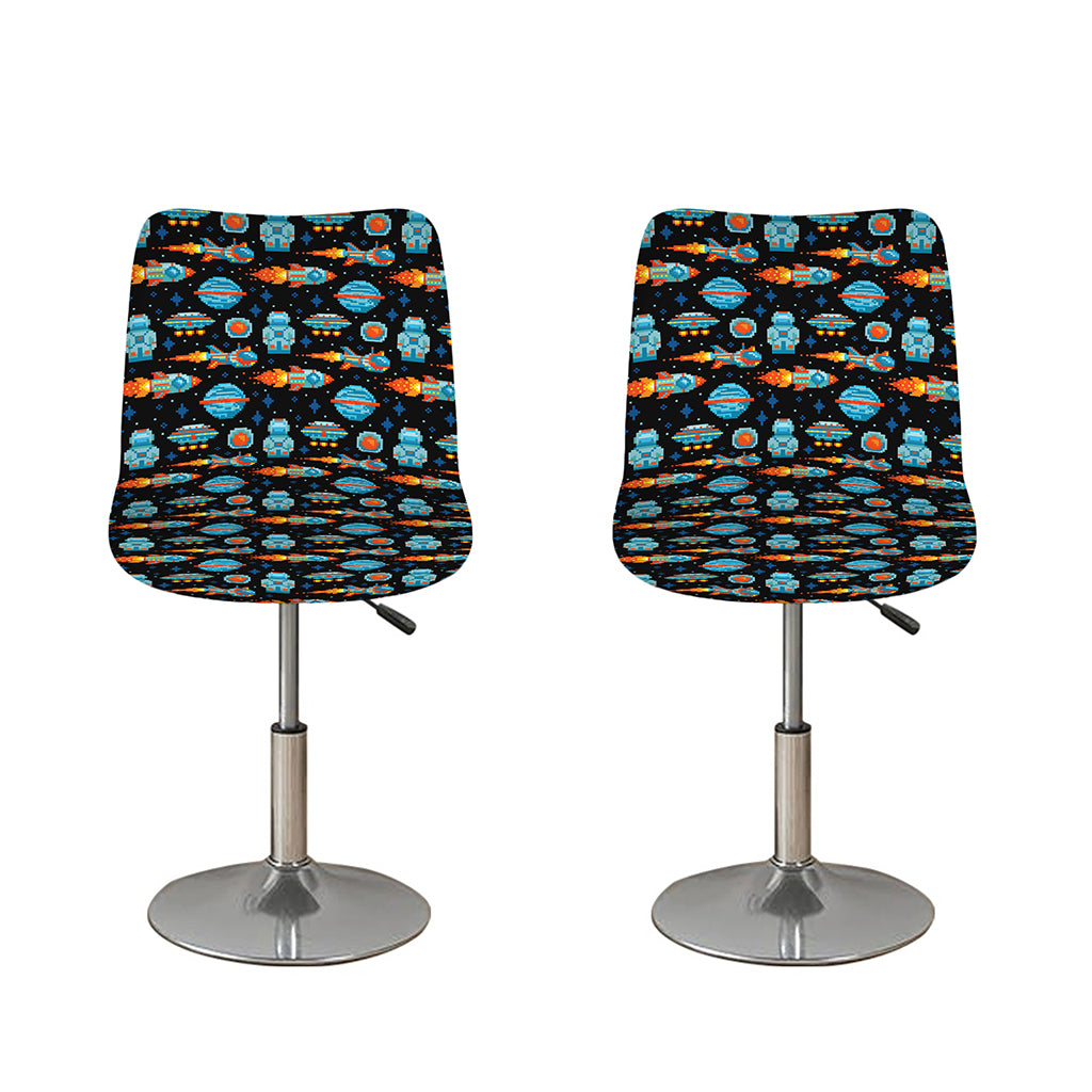 Astronaut And Space Pixel Pattern Print Bar Stool Covers