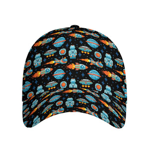 Astronaut And Space Pixel Pattern Print Baseball Cap