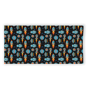 Astronaut And Space Pixel Pattern Print Beach Towel