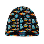Astronaut And Space Pixel Pattern Print Beanie