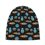 Astronaut And Space Pixel Pattern Print Beanie