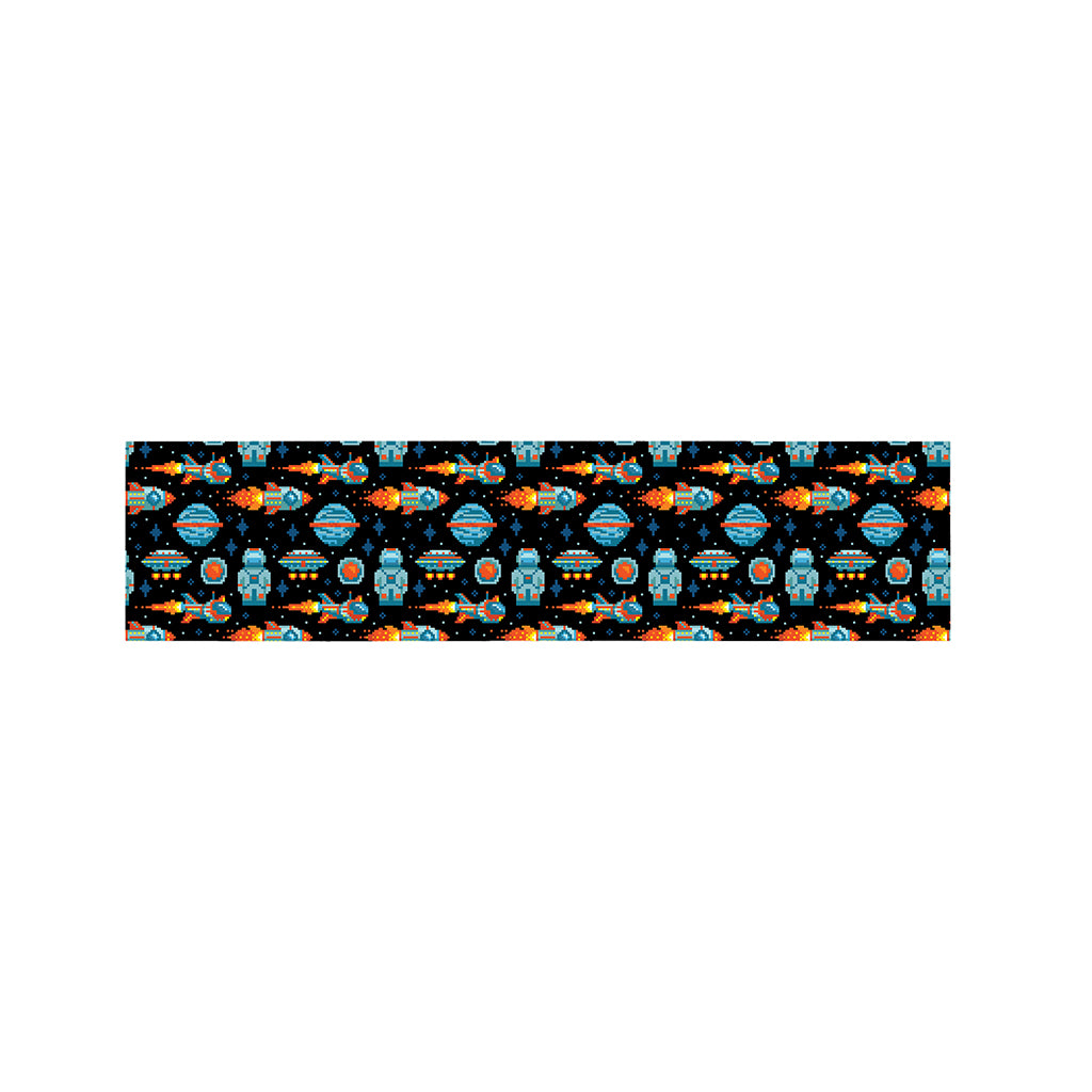 Astronaut And Space Pixel Pattern Print Bed Runner