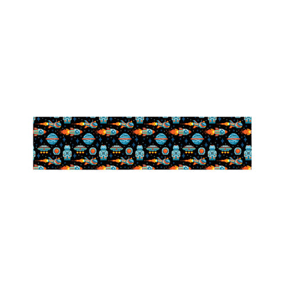 Astronaut And Space Pixel Pattern Print Bed Runner