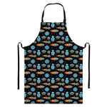 Astronaut And Space Pixel Pattern Print Bib Apron With Pocket