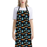 Astronaut And Space Pixel Pattern Print Bib Apron With Pocket