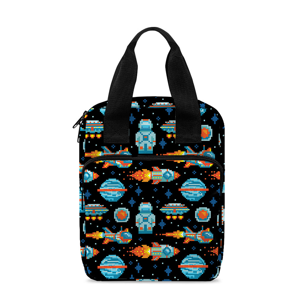 Astronaut And Space Pixel Pattern Print Bible Tote Bag