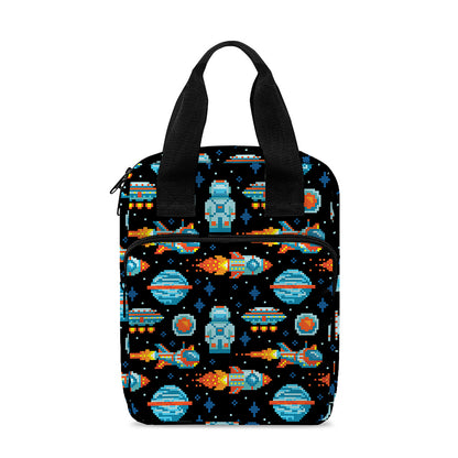 Astronaut And Space Pixel Pattern Print Bible Tote Bag