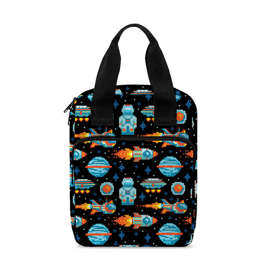 Astronaut And Space Pixel Pattern Print Bible Tote Bag