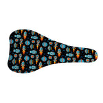Astronaut And Space Pixel Pattern Print Bicycle Seat Cover