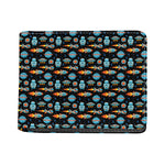 Astronaut And Space Pixel Pattern Print Bifold Wallet