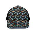 Astronaut And Space Pixel Pattern Print Black Mesh Trucker Hat