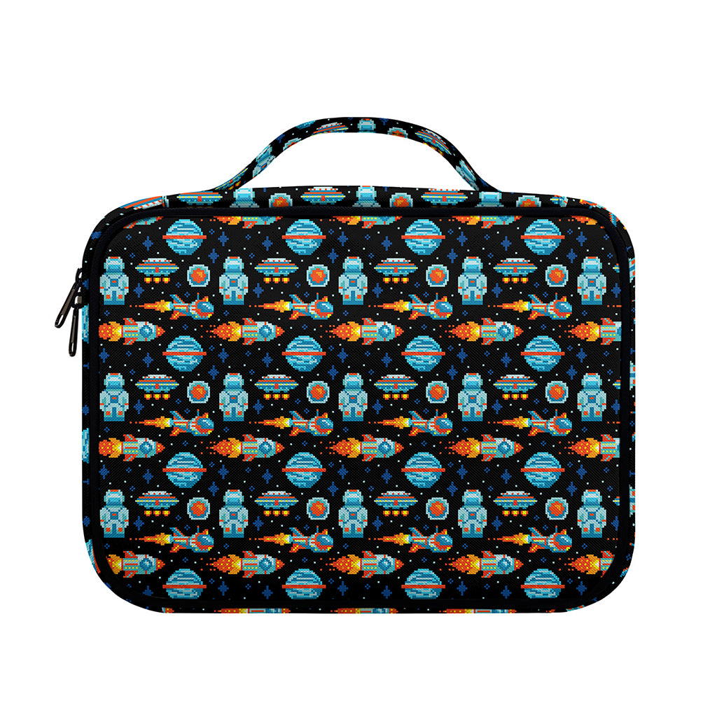 Astronaut And Space Pixel Pattern Print Briefcase Bible Bag