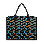 Astronaut And Space Pixel Pattern Print Canvas Tote Bag