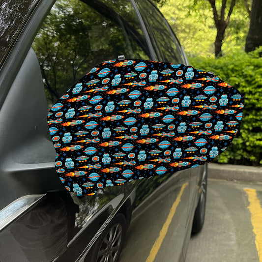 Astronaut And Space Pixel Pattern Print Car Side Mirror Covers