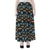 Astronaut And Space Pixel Pattern Print Chiffon Maxi Skirt