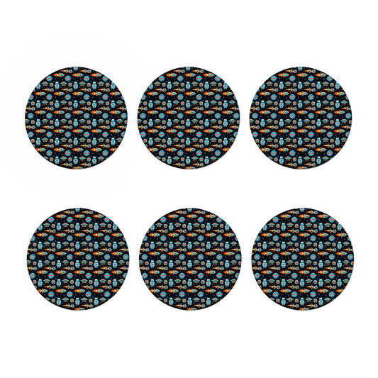 Astronaut And Space Pixel Pattern Print Coaster Set