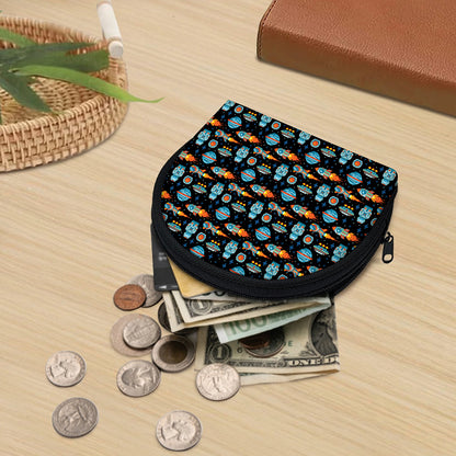 Astronaut And Space Pixel Pattern Print Coin Purse