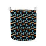 Astronaut And Space Pixel Pattern Print Collapsible Laundry Basket