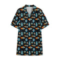 Astronaut And Space Pixel Pattern Print Cotton Hawaiian Shirt