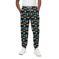 Astronaut And Space Pixel Pattern Print Cotton Sweatpants