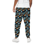 Astronaut And Space Pixel Pattern Print Cotton Pants