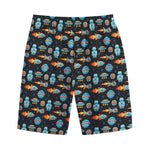 Astronaut And Space Pixel Pattern Print Cotton Shorts