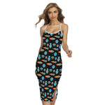 Astronaut And Space Pixel Pattern Print Cross Back Cami Dress