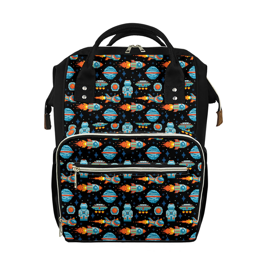 Astronaut And Space Pixel Pattern Print Diaper Bag