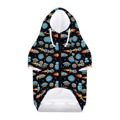 Astronaut And Space Pixel Pattern Print Dog Zip Up Hoodie
