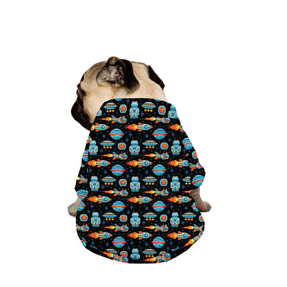 Astronaut And Space Pixel Pattern Print Dog Zip Up Jacket