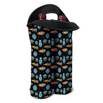 Astronaut And Space Pixel Pattern Print Double Neoprene Wine Tote