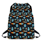 Astronaut And Space Pixel Pattern Print Drawstring Backpack