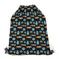 Astronaut And Space Pixel Pattern Print Drawstring Bag