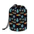 Astronaut And Space Pixel Pattern Print Drawstring Makeup Bag